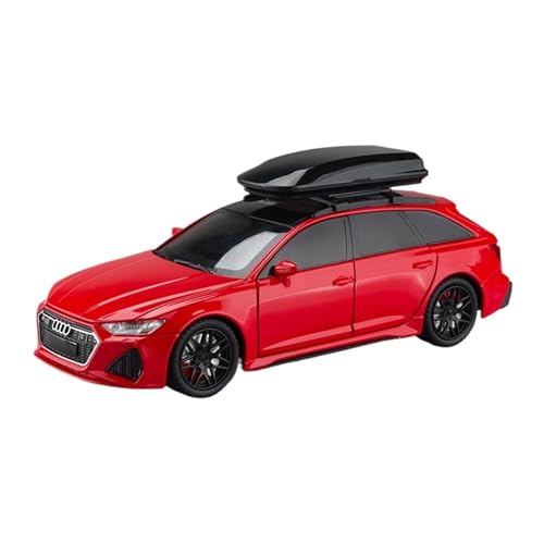 GUOXUN Legierung Auto Modell Für 1:24 RS6 Ornamente Kollektion Sound Und Licht Tür Zurück Ziehen Spielzeug Station Wagon(Red) von GUOXUN