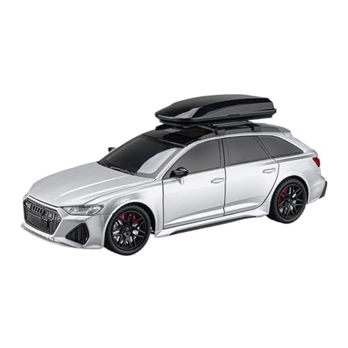 GUOXUN Legierung Auto Modell Für 1:24 RS6 Ornamente Kollektion Sound Und Licht Tür Zurück Ziehen Spielzeug Station Wagon(Silver) von GUOXUN