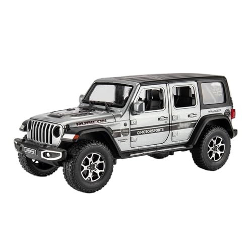 GUOXUN Maßstab 1/22 geeignet für Jeep Wrangler Legierungsmodell Sound und Licht Pull Back Spielzeug(Silver) von GUOXUN