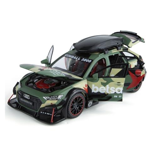 GUOXUN Maßstab 1/24 Geeignet Für RS6 Track Edition Legierungsmodell Sound Und Licht Pull Back-Spielzeug(Green) von GUOXUN