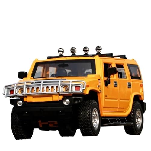 GUOXUN Maßstab 1/24 geeignet für Hummer H2 Legierungsautomodell, sechstüriger Pullback Sound- und Lichtspielzeug Simulation eines Geländewagens(Yellow) von GUOXUN