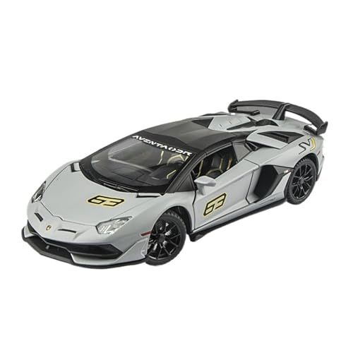 GUOXUN Maßstab 1/24 geeignet für Lamborghini Aventador SVJ Legierungsmodell Sound und Licht Pull Back-Spielzeug(Gray) von GUOXUN