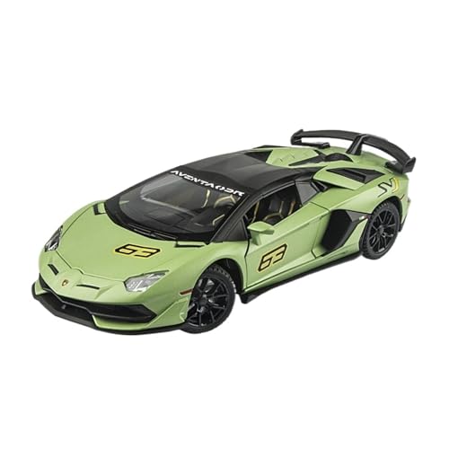 GUOXUN Maßstab 1/24 geeignet für Lamborghini Aventador SVJ Legierungsmodell Sound und Licht Pull Back-Spielzeug(Green) von GUOXUN