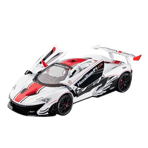 GUOXUN Maßstab 1/24 geeignet für McLaren P1-GTR Legierungsmodell Sound und Licht Pull Back-Spielzeug(White) von GUOXUN