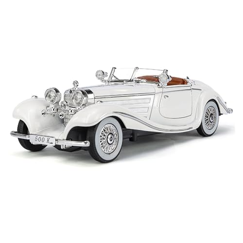 GUOXUN Maßstab 1/24 geeignet für Mercedes-Benz 500K Legierungsmodell Sound und Licht Pull Back-Spielzeug(White) von GUOXUN