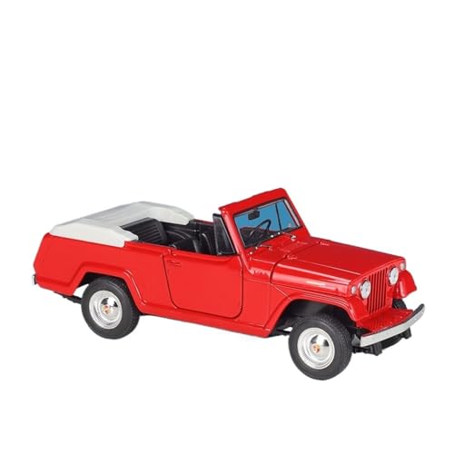 GUOXUN Maßstab 1:24 Geeignet Für 1967 Jeepster Commando Kombi Simulationslegierungsautomodell(Convertible car Red) von GUOXUN