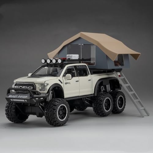 GUOXUN Maßstab 1:24 Geeignet Für Ford Raptor F150 Legierung Druckguss-Automodell Interaktives Multifunktionsauto(White) von GUOXUN