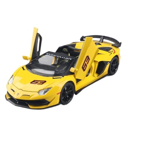 GUOXUN Por 1:24lanbojini Cabrio-Sportwagen-Modellsimulation, Legierungsautomodell, Sound Und Lichtauto(Yellow) von GUOXUN