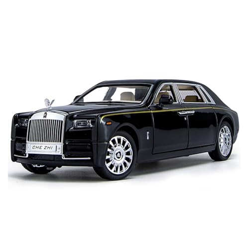 GUOXUN Verhältnis 1:24 Geeignet Für Rolls-Royce Phantom Starry Sky Top Legierung Druckguss-Automodell Multifunktions-Simulationsspielzeug(Black Body with Black roof) von GUOXUN