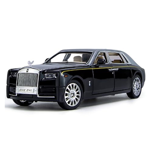 GUOXUN Verhältnis 1:24 Geeignet Für Rolls-Royce Phantom Starry Sky Top Legierung Druckguss-Automodell Multifunktions-Simulationsspielzeug(Black Body with Silver roof) von GUOXUN