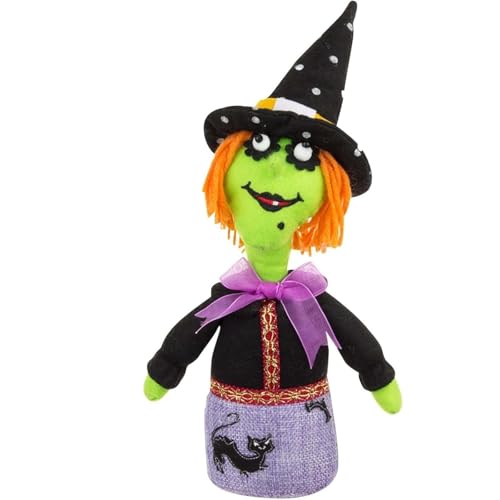 Halloween-Skelett-Kürbis-Hexe-Plüschpuppe, Halloween-Dekoration, handgefertigte gefüllte Skelettpuppe für den Innenbereich für Halloween-Partyzubehör(Green) von GUOXUN