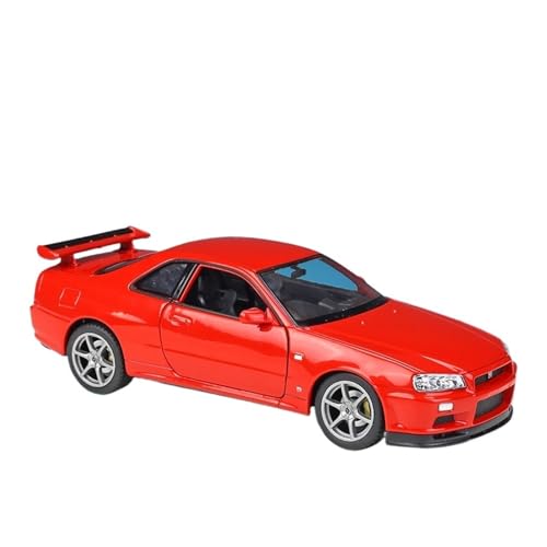 Maßstab 1:24 Geeignet Für Skyline GT-R R34 Simulationslegierung Automodell Spielzeugsammlung(Red) von GUOXUN