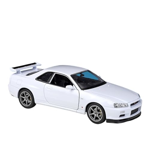 Maßstab 1:24 Geeignet Für Skyline GT-R R34 Simulationslegierung Automodell Spielzeugsammlung(White) von GUOXUN