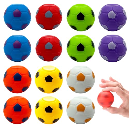 GUOYOU 14 Stück Fußball Fingerspitzen Spielzeug, Drehbare Stressbälle Spiel, 3,5cm Fußball Spinner Toys, Fidget Spinner Ball für Party Gefälligkeiten, Sensorisches Spinnendes Spielzeug von GUOYOU