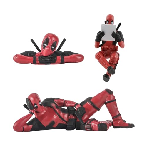 GUOYOU Deadpool Auto Car Accessories Auto Rückspiegel Anhänger Zubehör 3Pcs Deadpool Mini Figuren Dekoration Deadpool Schlüsselanhänger Figur en Fürs Auto Car Innenraum Zubehör Deadpool Kette von GUOYOU