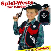 Cowboy Weste mit Aufdruck, Fransen und coolem Sheriffstern, Größe 128 von GURIMO-tex Textilgesellschaft mbH