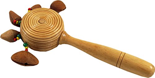 GURU SHOP Musikinstrument aus Holz, Musik Percussion Rhythmus Klang Instrument, Handgearbeitet, Stabrassel, Nutshaker - Handrassel 9, Braun, 24x8x4 cm, Musikinstrumente von GURU SHOP