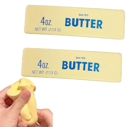 2 Stück Butter Stick Slow Rising Squishy Toy, Butter-Stick Langsam aufsteigend Squishy Spielzeug, Lustiges weiches Butterstäbchen Zappelspielzeug, Stressabbau Spielzeug für Kinder und Erwachsene von GUSHE