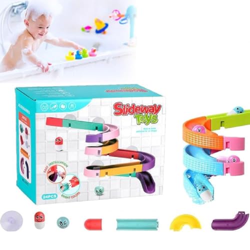 24 Stück Interactive Bathtub Slide Set Toddler Bath Toys, Badewannen-Dia-Spielzeug, Badespielzeug mit Saugnäpfe, DIY Wasserspielzeug Kinder, Badewannenspielzeug Kinder ab 2 3 4 5 6 Jahre von GUSHE