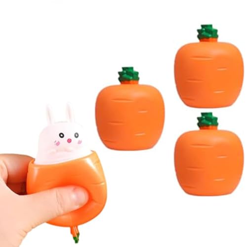 4 Stück Bunny Toy, Karotte Hase Spielzeug, Anti Stress Bälle Ostern Hase, Kreatives Karotten Kaninchen Stress Spielzeug, Stress Relief Spielzeug für Kinder und Erwachsene, zufällige Farbe von GUSHE