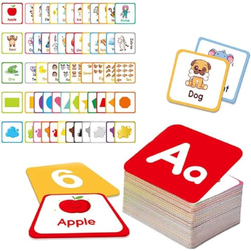 60 Stück Alphabet Flash Cards Learn Letter Flash Cards,Flash Karten Kinder,Alphabet-Lernkarten für Kleinkinder,PädagogischeVorschul-Kleinkind-Lernkarten, Lernspielzeug für Kinder ab 1 2 3 4 5 6 Jahr von GUSHE