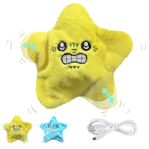 Angry Star Plush Moving, Angry Starfish, Angry Star Plüsch Bewegen, 8in Angry Starfish Spielzeug mit Lichtern, Plüschtier mit wütendem Sterngesicht, Tanzendes Angry Starfish-Streichspielzeug (Gelb) von GUSHE