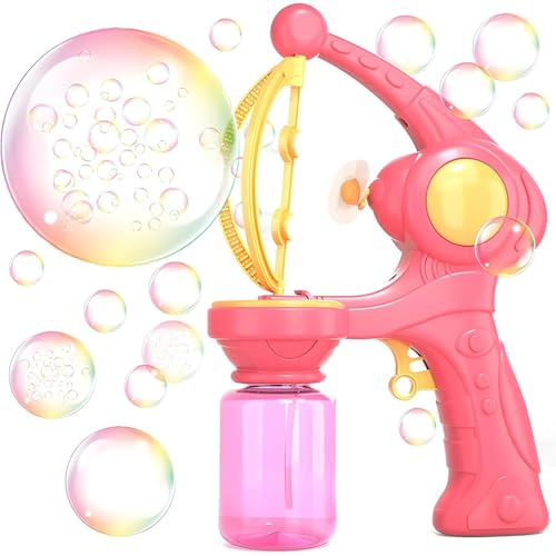 Automatic Bubble Maker, Automatische Seifenblasenpistole Kinder, Elektrische Seifenblasen-Maschine, Seifenblasenmaschine mit Seifenblasenlösung, Sommer Spielzeug für Kinder Jungen Mädchen (Rot) von GUSHE