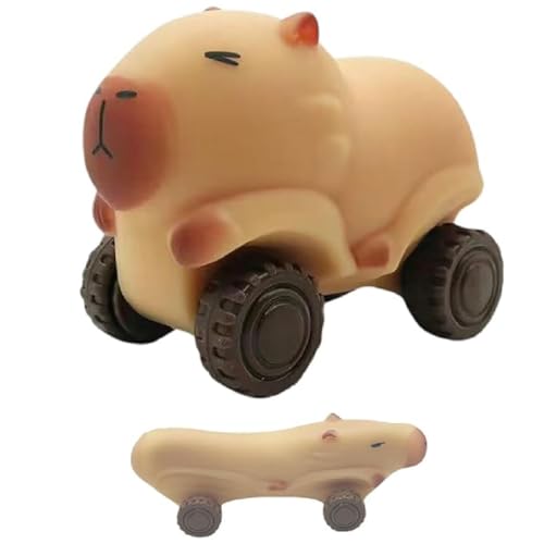 Capybara Car, for Stress Relief, Capybara Spielzeug zum Stressabbau, Capybara Stressspielzeug mit Rädern, Capybara-Auto-Kneifspielzeug, Capybara-Quetschspielzeug, für Kinder und Erwachsene (Braun) von GUSHE