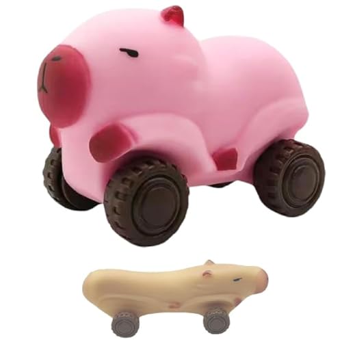 Capybara Car, for Stress Relief, Capybara Spielzeug zum Stressabbau, Capybara Stressspielzeug mit Rädern, Capybara-Auto-Kneifspielzeug, Capybara-Quetschspielzeug, für Kinder und Erwachsene (Rosa) von GUSHE