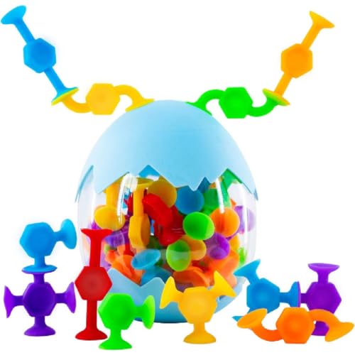 Colorful Silicone Suction Cup Toy, 38 Stück Saugnapf Spielzeug Baby, Montessori Spielzeug Badewannenspielzeug, Silikonbausteine Saugspielzeug Sensorik Spielzeug für 3-8 Jahre Jungen Mädchen von GUSHE