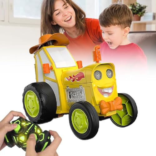 Crazy Jumping Car Toys, Jump Fury Stunt Car, Jumpfury Stunt Car with Lights & Music, Ferngesteuertes verrücktes springendes Auto, Stunt tanzendes Auto Spielzeug ab 3-12 Jahre Jungen Mädchen (Gelb) von GUSHE