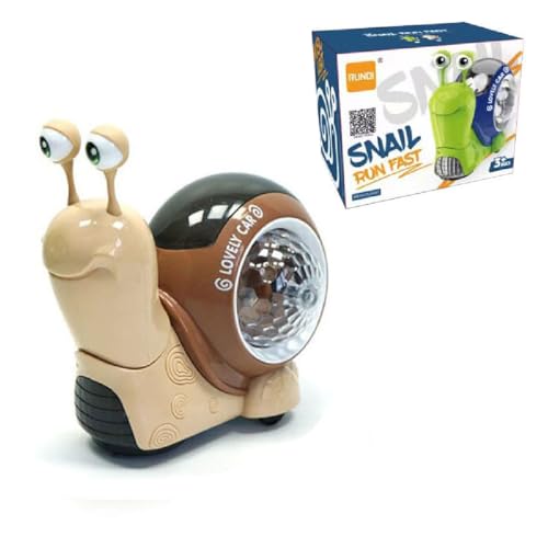 Elektrisch Leuchtende Spielzeugschnecke,Schnecke Krabbelspielzeug,Schnecken-Walking-Spielzeug,Schnecke Spielzeug mit Lichter und Musik,Schnecke Auto für Baby Jungen und Mädchen ab 6 12 Monate (Braun) von GUSHE