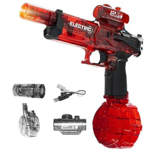 Flame Light Fully Automatic Water Gun, Elektrische Wasserpistole mit Akku, Automatische Wasserspritze, Elektrische Spritzpistolen, Wasserspritzpistole Spielzeug für Kinder und Erwachsene (Rot) von GUSHE