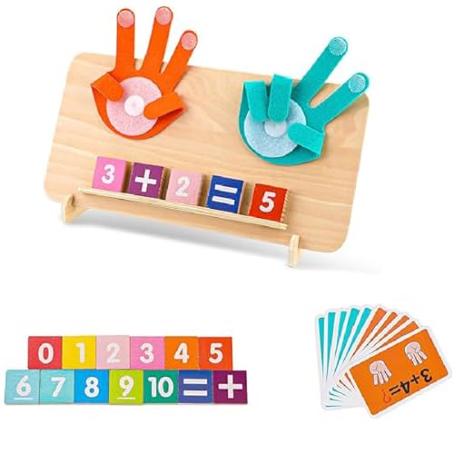 GUSHE 1 Set Finger Counting Math Montessori Toys, Holz Mathe Montessori Spielzeug, Zählen Lernspielzeug, Fingerzähl-Mathespielzeug, Pädagogisches Mathe-Spielzeug für ab 3 4 5 6 Jahre Jungen Mädchen von GUSHE