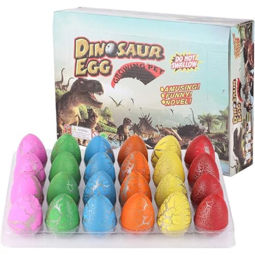 GUSHE 24 Stück Easter Magic Hatching Growing Dinosaur Eggs, Magisches wachsendes Dinosaurier-Ei, Dinosaurier Eier schlüpfen Wasser, Dino Dinosaurier-Dracheneier Schlüpfen wachsenden Spielzeug (A) von GUSHE