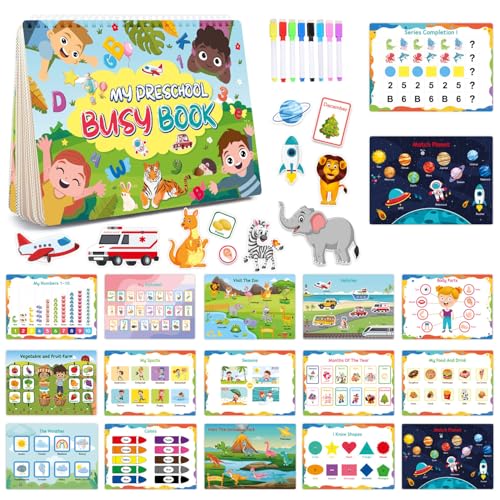 GUSHE Busy Book Preschool Learning Activities for Toddlers, Busy Book for Toddlers, Busy Board for Toddlers, Montessori Spielzeug, Interactive Busy Book Lernspielzeug ab 1 2 3 4 Jahre Junge Mädchen von GUSHE