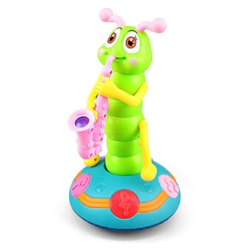 GUSHE Electric Caterpillar Dance Toy, Elektro-Raupe Tanzspielzeug, Tanzende Saxophon-Raupe, Krabbelspielzeug mit Musik und Lichte, Sensorisches interaktives Spielzeug für Infant Kinder ab 6 Monate von GUSHE