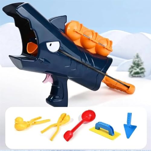 GUSHE Shark Snowball Launcher, Shark-Schneeball-Wurfspielzeug, Schneeball Maker Spielzeug, Schneeballkampf-Impaktor, Schneeball Kanone Spielzeug, Outdoor-Schnee Spielzeug für Kinder Jungen Mädchen von GUSHE