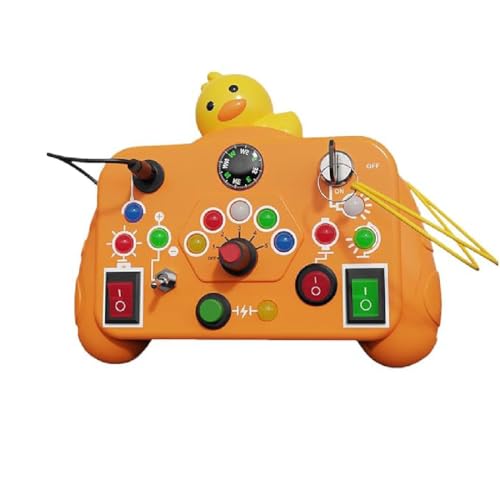 GUSHE Spielzeug Busy Board mit LED Lichtschalter, Montessori Busy Board für Kleinkinder, Activity Board Motorikspielzeug mit 12 LED, Sensorik Spielzeug Lernspielzeug, für Jungen Mädchen 2 3 4 Jahre von GUSHE