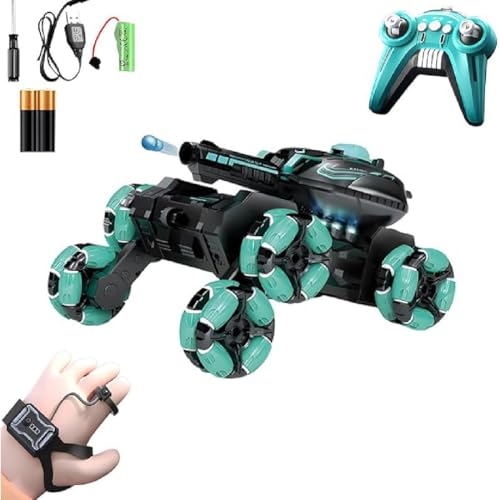 GUSHE Watch Gesture Sensor RC Tank Toy, Ferngesteuertes Auto 2,4 GHz, Gesture RC Car 360 °Rotation, Ferngesteuert Auto mit Wasserschießfunktion, Ferngesteuerter Panzer für Jungen und Mädchen (Blau) von GUSHE