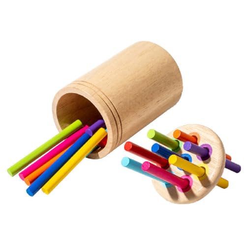 GUSHE Wooden Montessori Stick Toy, Kleinkind Montessori Stabspielzeug, Montessori Holzspielzeug, Farblich passendes Feinmotorikspielzeug, Sensorisches Spielzeug für 2 bis 3 Jahre Kleinkinder von GUSHE