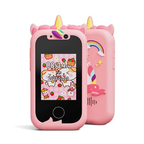 Lern-Smartphone-Spielzeug für Kinder, Smartphone für Kinder, Kinder Handy Spielzeug, Kid Phone mit Musik, Kamera, Touchscreen und Spielen, Kinder Smartphone ab 3 4 5 6 8 7 9 10 11 12 Jahren (Rosa) von GUSHE