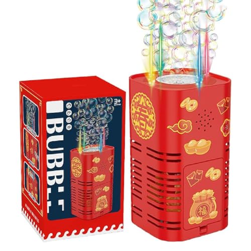 Lumisly Firework Bubble Machine, Feuerwerk Seifenblasenmaschine, Neues Jahr Feuerwerk Bubble Maker mit Seifenblasenlösung, Automatischer Feuerwerk Seifenblasenhersteller mit Lichtern und Musik von GUSHE