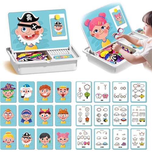 Magnetische Dress-Up-Puzzles für Kinder, Magnetische Puzzles Gesicht Ankleiden Reise Spiel, Magnettafel für Kinder, lustige Gesichter Legen Spiel, Doppelseitige Lernspielzeug für Mädchen Jungen (A) Magnetische Dress-Up-Puzzles für Kinder, Magnetische Puzzles Gesicht Ankleiden Reise Spiel, Magnettafel für Kinder, lustige Gesichter Legen Spiel, Doppelseitige Lernspielzeug für Mädchen Jungen (A) von GUSHE