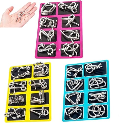 Metal Puzzle Ring 24 Piece Set, Metall-Puzzle-Ring, Knobelspiele Metall, Metallpuzzle Metallknobellei Set, IQ Spiele Geduldspiel Geschicklichkeitsspiel, Knobelspiel für Erwachsene und Kinder von GUSHE