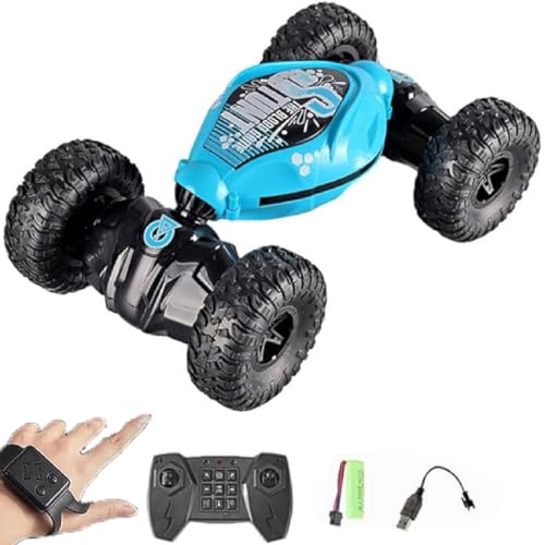 Shirem Rc Car, Ferngesteuertes Auto, RC Stunt Auto mit Handsteuerung, 2,4 GHz 4WD Ferngesteuertes Auto mit Lichtern und Musik, Ferngesteuerte Auto RC Drift Auto für Jungen und Mädchen (Blau) von GUSHE