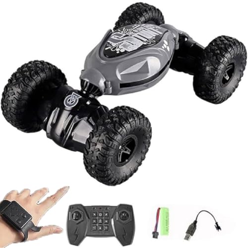 Shirem Rc Car, Ferngesteuertes Auto, RC Stunt Auto mit Handsteuerung, 2,4 GHz 4WD Ferngesteuertes Auto mit Lichtern und Musik, Ferngesteuerte Auto RC Drift Auto für Jungen und Mädchen (Grau) von GUSHE