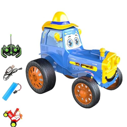 Stunt Car with Lights & Music,Crazy Jumping Car Toys,Wiederaufladbare Ferngesteuertes Auto,Ferngesteuertes verrücktes springendes Auto,tanzendes Autospielzeug mit Musik und Lichtern für Kinder (Blau) von GUSHE