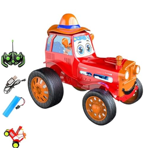 Stunt Car with Lights & Music,Crazy Jumping Car Toys,Wiederaufladbare Ferngesteuertes Auto,Ferngesteuertes verrücktes springendes Auto,tanzendes Autospielzeug mit Musik und Lichtern für Kinder (Rot) von GUSHE