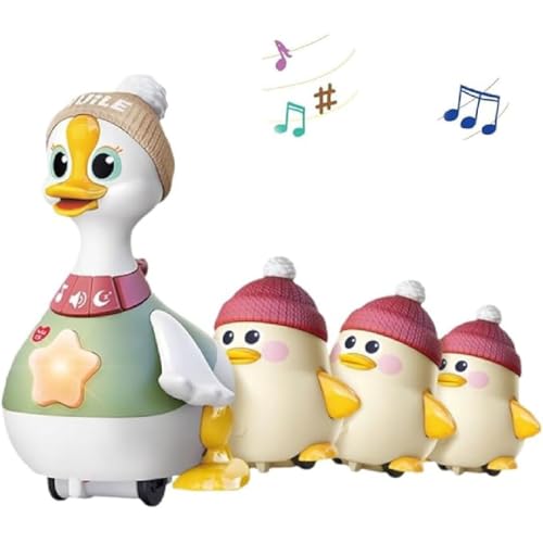 Tummy Time Duck Family Toy, Duck Family Toy with Music, Ente Familie Spielzeug für Kinder, Baby Musik Ente Spielzeug, Krabbelspielzeug Glühendes Gehen Singendes Spielzeug für Kinder 6-12 Monate von GUSHE